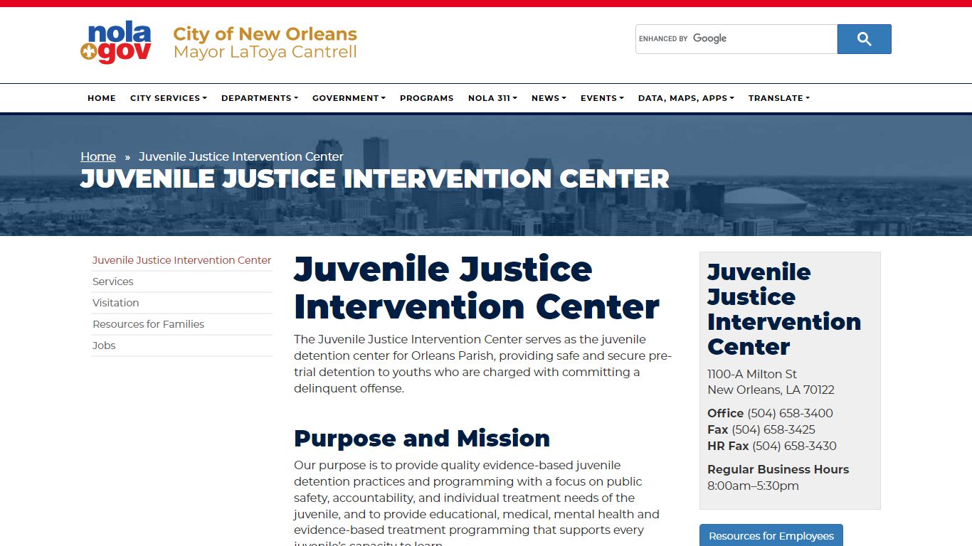 Juvenile Justice Intervention Center - City of New Orleans