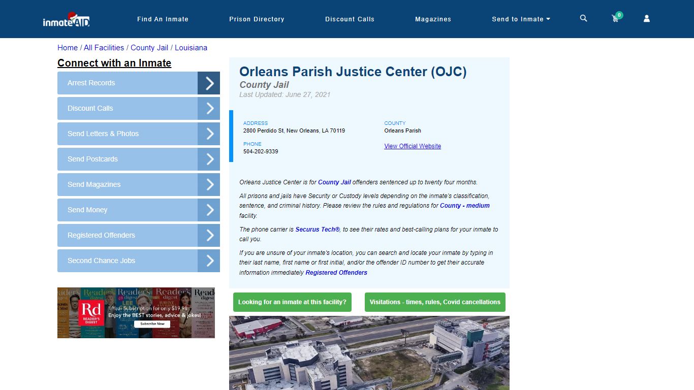 Orleans Parish Justice Center (OJC) - Inmate Locator - New Orleans, LA