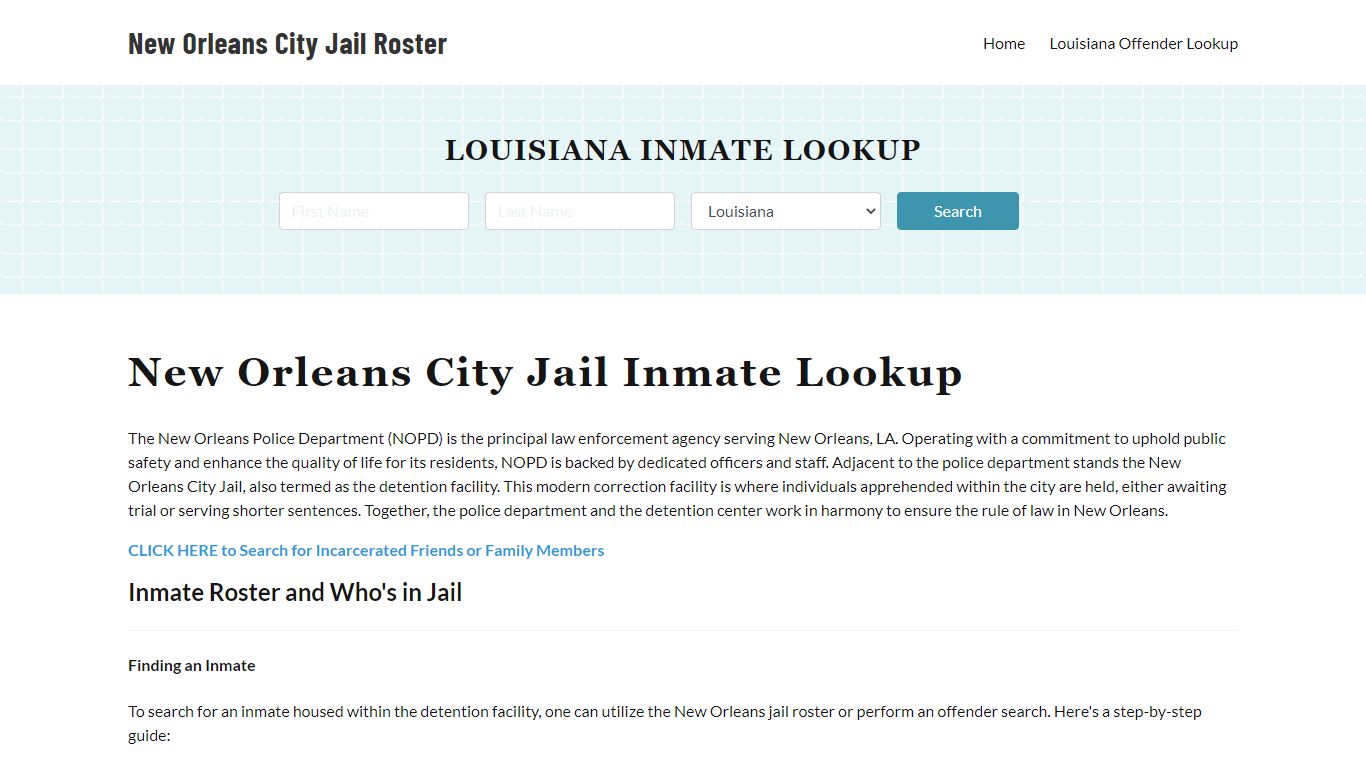 New Orleans Police Department & City Jail, LA Inmate Roster, Arrests ...
